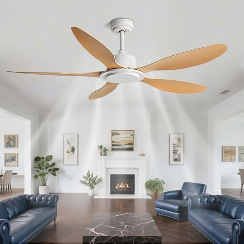 IBalody Ventilatori da soffitto Moderni 6 velocità Ventilatore da soffitto remoto Senza Luce Motore DC Silenzioso, Ventilatore da soffitto a 5 Pale Senza Luce per la Camera da Letto Sala da Pranzo