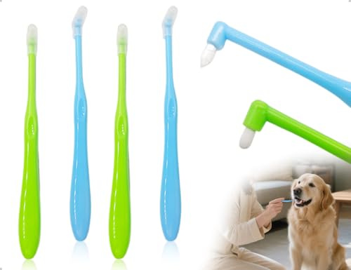 AOYEGIC Cepillo De Dientes Para Perros 4 Unidades, Cepillo De Dientes PortáTil De Nailon Suave Para Gatos PequeñOs, Para Cachorros, Gatos, Perros, Mascotas, Hogar Y Tiendas De Mascotas (Verde Y Azul)