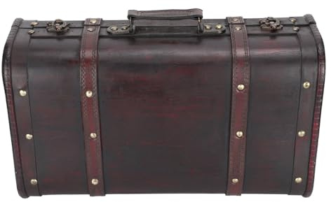 Aoresac Vintage-Koffer, Nostalgische Retro-Bastelbox aus Holz für Fotografie-Requisiten, Dekoratives Ornament mit Großem Fassungsvermögen, Doppellagiges Design mit Stabilem Griff,