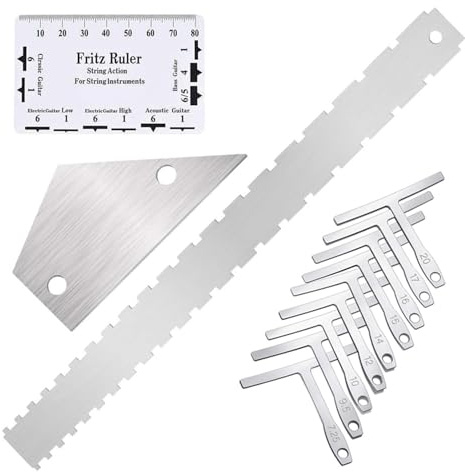 Set professionale per chitarra con calibro per raggio e righello per corde, adatto per misurazioni accurate del raggio delle corde
