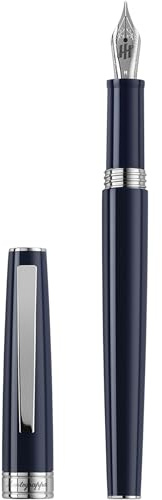 Montegrappa Armonia Füllfederhalter Dark Blue, Harzgehäuse mit Edelstahl-Details, Edelstahlfeder Stub 1,4, Patrone und Konverter, Geschenkbox, ISA1R3AD