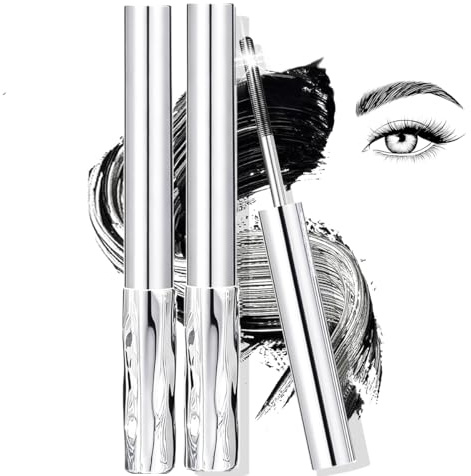 Baorder 2PCS Black Waterproof Metal Mascara, Quick Drying Curling Mascara,Upgrade 3D Curling Metal Wands Mascaras Black, Iron Wand Mascaras No Flaking, No Clumpin