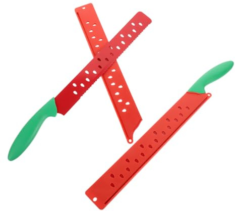 DIYEAH 2 piezas Cuchillo Extendido para Sandía y Pan con Filo Dentado Acero Inoxidable Cortador Versátil para Frutas y Pasteles Seguro y Preciso