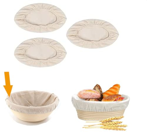 Bread Proofing Basket Liners, 3Pcs Banneton Liner for Oval & Round Banneton Baskets, Sourdough Bread Proofing Cloth Cover, Rising Dough Linen Baking Supplies for Home Bakers (3-inch)