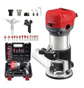 1000W Affleureuse Défonceuse Trimmer Router Fraiseuse Électrique Outil à Bois,10000-33000 RPM,3 Pinces de 6/6.35/8mm + Coffret De 15 Fraises à Défoncer Queue De 1/4 Pour Travail Du Bois