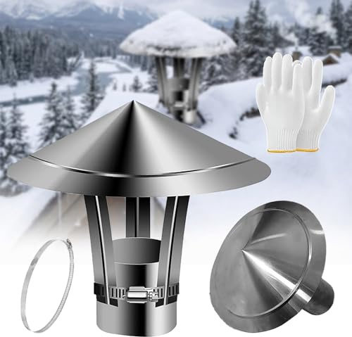 Comignolo In Acciaio Inox Per Camino, Copertura del Tubo di Scarico, 50/60/80/90/100/120/150/180/200/250/300mm Copertura for Camino Antipioggia,Tubo Della Stufa Topper(150mm/5.91in)