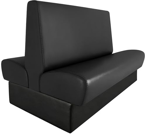 UrbanBooth 48 Double-Sided Booth Seating – 42 High Plain Tight-Back Upholstery Commercial Banquette, Birch Plywood Frame, High-Density Foam, Black Vinyl for Café & Restaurant Seating