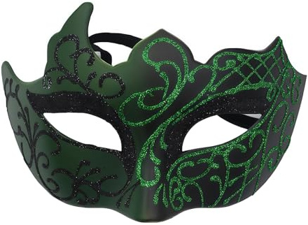 Radiella Grün Schwarz Maskenball Maske Herren, venezianische Maske Herren mit Glitter, Bequeme Passform, Party & Cosplay Zubehör für Karneval, Ball Augenmaske, Kostüm, Halloween