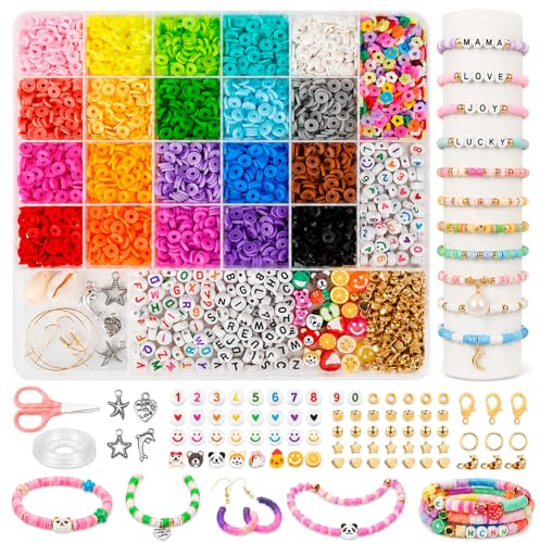 LEMONSTONE 5000 Stück Perlen Set, Perlen zum Auffädeln für Armbänder, Buchstabenperlen, Komplettes Set für Armbänder Selber Machen, DIY Schmuckherstellung Kinder Erwachsene, Geburtstagsgeschenk