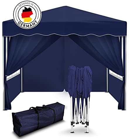 Kronenburg Faltpavillon wasserdicht Dachmaß 3 x 3 m UV Schutz 50+ Pavillon in Blau mit 4 Seitenteilen