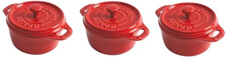 Staub Ceramic 3-pc Mini Round Cocotte Set - Cherry