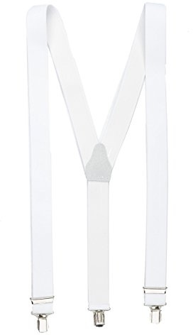 shenky Hosenträger | 3er Clips | 3,5cm Breite | verstellbar | Basic | Y-Form | elastisch | für Oktoberfest Fassnacht Karneval Hochzeit Skihosen | Damen & Herren | Skihosenträger | Weiß