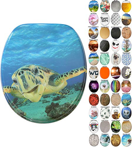 Sanilo WC Sitz mit Absenkautomatik, viele neue Toilettendeckel zur Auswahl, hochwertige Oberfläche, einfache Montage, stabile Scharniere (Schildkröte)