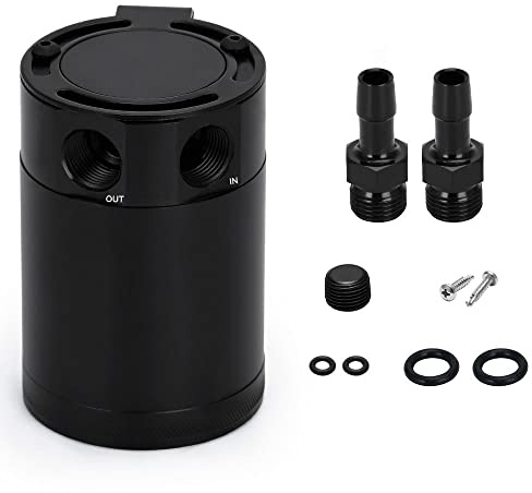 PQY Baffled Oil Catch Can Kit Universal 2 Port Aluminum Oil Separator Reservoir Tank