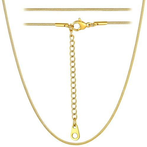 ChainsHouse Cadena Oro Mujer Eslabon Redondo Cordon Acero para Colgante 46 cm Largo 1.2 mm Ancho