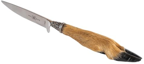 Holz-Leute Trachtenmesser, Jagdnicker, Hirschfänger für die Lederhose mit Rehfuß und versilberter Zwinge