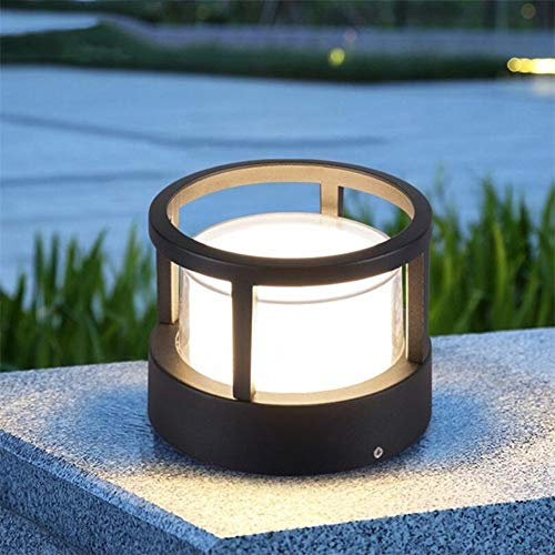 DULG European Cylindrical Lawn Pedestal Lamp, Outdoor Garden Column Light Waterproof Landscape Courtyard Deck Patio Pier Path Grassland Floor Lights LED Pillar Light Villa Pathway Fence Pillar Lamp