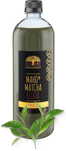 Alchemy Maho Matcha Cordial Elixir Syrup, Latte Superfood, Delicious Healthy Drink, Japanese Tea, Vegan & Gluten Free Coffee Alternative (1 x 750ml)