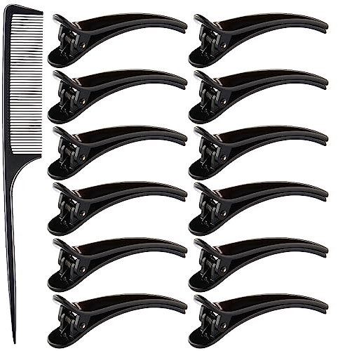 12 Stück Haarspangen, Abteilklammern Friseur Combi-Clip Haarclips Haarklammern Haar Klammer Abteilklammern Hair-Clips Combi aus Kunststoff Schwar