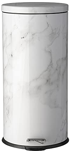 Swan household ® - 30L Marble Effect Stainless Steel Large Pedal Bin With Soft Close Lid H65cm x D30.5cm