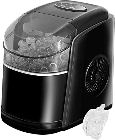 Máquina de Hielo para Casa 1,7L, Maquina de Hacer Hielo 12kg/24h Autolimpiable, 9 Cubitos por Ciclo de 6-13 Minutos, 2 Tamaños de Hielo, Ice Maker con Cesta y Pala