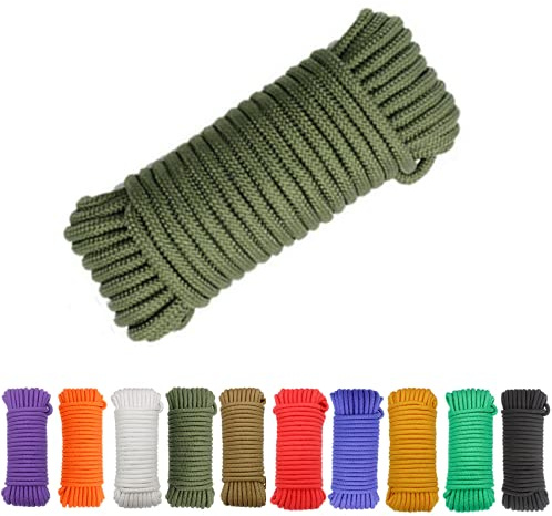 Avtytsda Nylon Rope Flag Pole Polypropylene Clothes Line Camping Utility Good for Tie Pull Swing Knot All Purpose Flagline Rope 8mm x 20m (Dark green)