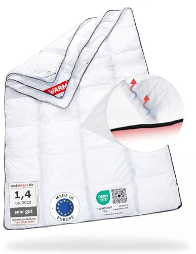 Premium Bettdecke 200x200cm 4-Jahreszeiten mit OptiSleep®-Technologie | 3 Lagen, Flauschige 200x200 Winterdecke AERO ActiveClima, Duvet mit Ventilations & Klimazonen, Blanket für Winter, Sommer