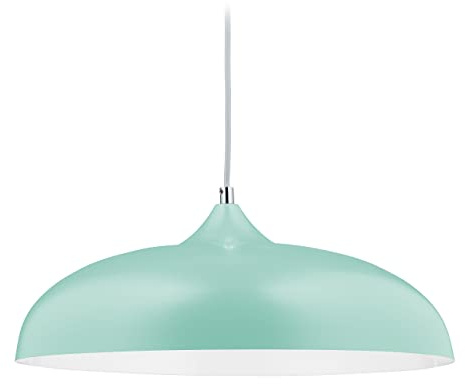 Relaxdays Hängelampe, HxD: 123 x 44,5 cm, Retro Design, pastellfarbener Lampenschirm, Esstischlampe, E27 Fassung, grün