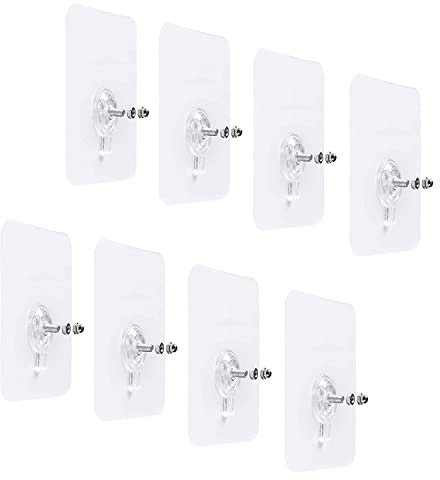Lot de 8 vis adhésives détachables pour fixation murale sans trace ni perçage avec tournevis pour salle de bain, cuisine, salle de rangement, carrelage mural