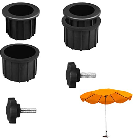 DVECUE Terrassenschirm Sonnenschirmsockel Ständer Loch Ring Stecker Abdeckung Kappe Einsatz mit Einstellknöpfen Anzug für Durchmesser 5,1 cm Schirmstangenadapter