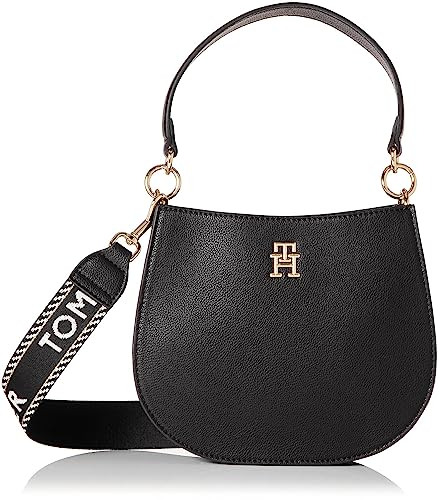 Tommy Hilfiger Damen Umhängetasche Tommy Life Medium Crossover Klein, Schwarz (Black), Einheitsgröße
