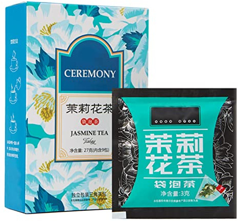 Tè Alle Erbe, 9 Bustine di Tè Al Gelsomino Senza Zucchero con Aroma Floreale di Gelsomino