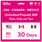 TSIM Carta SIM Prepagata USA per 30 Giorni | Dati Illimitati 4G/5G negli USA + 5GB Dati Canada/Messico | Chiamate Locali Illimitate | Chiamate e SMS Gratuiti in Arrivo