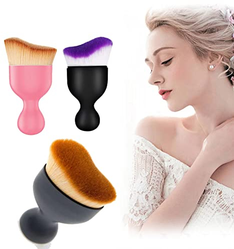 MSQ Make-Up Pinsel Set - Foundation, Schatten, Blush und Kontur Pinsel für Gesichtskosmetik - 3 Stück