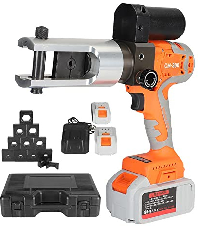 BLOSSS Pince à Sertir Hydraulique Électrique Rechargeable 16-300mm² - Outil de Sertissage de Câble Alimenté par Batterie pour Borne en Cuivre et Aluminium