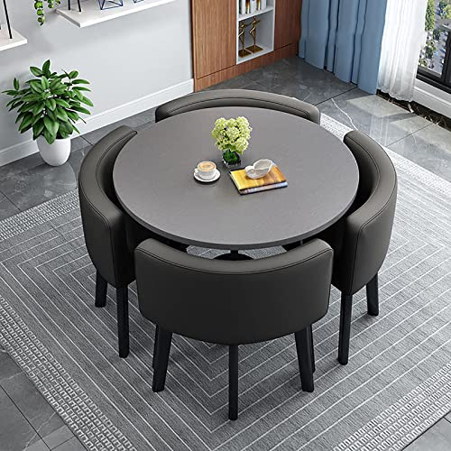 BIBZBKH KüChentisch, Esstisch Mit 4 StüHlen, moderner runder Küchentisch und Stoffstühle, platzsparendes Tischset für Zuhause und Büro 80 * 80 * 75cm A30