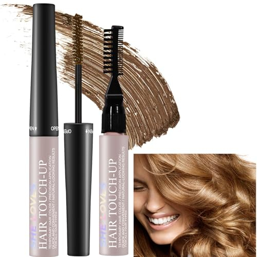Hair Mascara Root Cover Up Semi Permanent Hair Dye Waterproof Long Lasting Grey Hair Coverage Beard Colouring Hair Dye For Women Mascara Root Coverage-Type 3 Brush(Light Brown02)