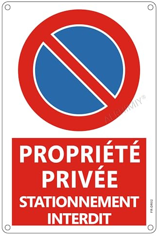 Panneau Stationnement Interdit Propriété Privée Aluminium Réfléchissant 20×30 cm, 1 Pièce Pancarte Propriété Privée Défense de Stationner Metal, Résistant aux UV, Imperméable, Avec Trous Percés