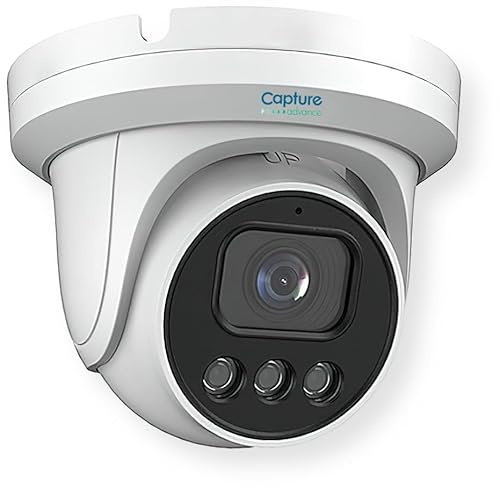 Capture Advance R2-5MPFXTUR WDR IR Turret IP Camera, White; 5MP Resolution; 2.8mm Max Focal Length; IR Distance up to 98 Feet; 2560 x 1920 True Day/Night; MicroSD Card Support; PoE/12VDC