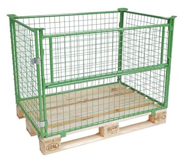 Gitteraufsatzrahmen lackiert, Nutzhöhe 800 mm, 50 x 50 mm Drahtmaschung, 800 x 1.200 x 800 mm, 800 kg, Maigrün
