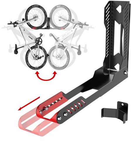 IMAYCC Swivel Bike Wall Mount, Vertical Adjustable Foldable Bike Rack Wall, No Lifting Required Wall Mounted Bike Rack Suitable for 20-29 MTB Road Bikes,Space Saving for Home Garage Storage