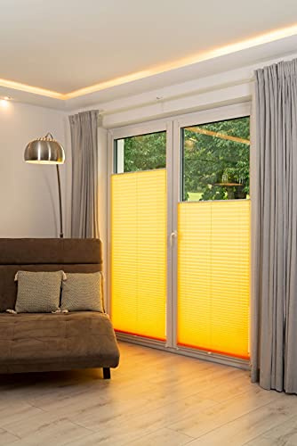 Khome Klemmfix-Plissee gelb Lichtschutz Moderne Crushed Optik 50 x 210 (B x L)