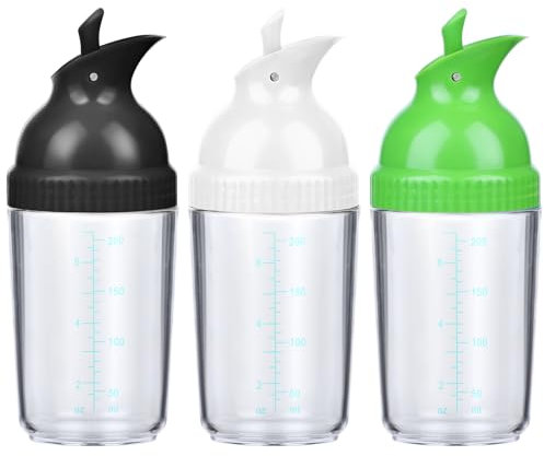 Lemecima 3 Pack Salad Dressing Shaker Container, Homemade Salad Dressing Bottle Mixer Measure,Dripless Pour, Soft Grip, BPA Free