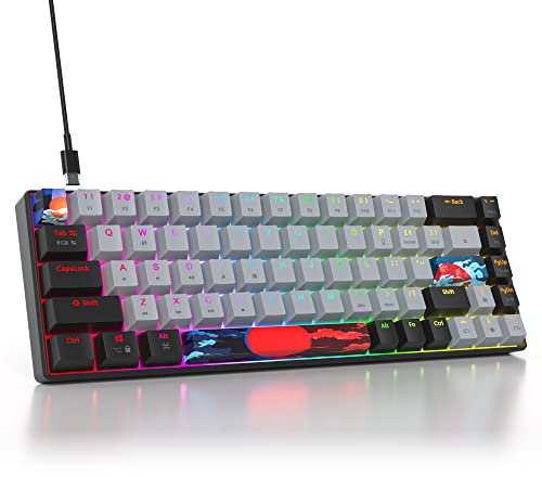 SbocKeeb 60% Tastiera da Gioco Meccanica, 68 Tasti Compatto Tastiera Gaming 65 Percento TKL Retroilluminata RGB, Anti-ghosting, Layout QWERTY Americana per PC, Mac, PS4