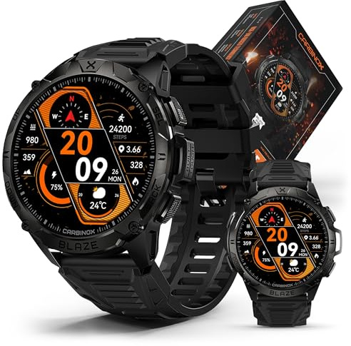 CARBINOX Blaze Smart Watch with GPS – Rugged Fitness Trackers, IP69K Waterproof, 170+ Sports Modes, Gorilla Glass, Make/Receive Calls, Android & iOS Compatible