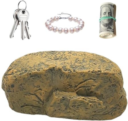 Generico Pietra Chiave di Pietra Simulata, Scatola Portaoggetti Creativa in Resina, Hide-A-Key Organizer Ornamento per Esterni, Nascondi Chiavi per Cortile, Terrazza