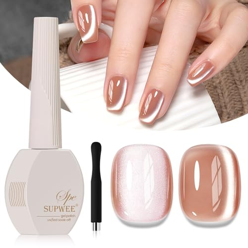 SUPWEE Cat Eye UV Gel Set - Mondlicht Cat Eye Gel Nagellack mit Magnet Holografischer Katzenaugengel Nail Polish Glitzer Magnetic Maniküre Nagelkunst DIY zu Hause
