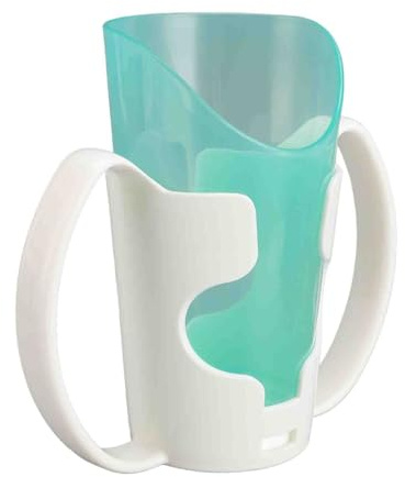 Fyearfly Trinkbecher mit Nasenausschnitt, Altenpflegebecher für Senioren & Behinderte, Schnabeltasse aus transparentem Kunststoff, mit Halter, ideal für bettlägerige Patienten