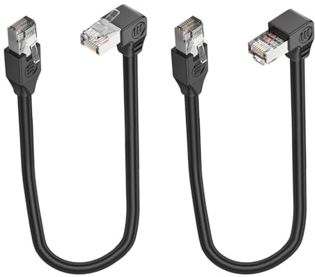 LANMINGLEL Short 90 Degree Cat5e Ethernet Cable Cat 5e LAN Extended Cable RJ45 Male to Male Network Cable for Router Modem Smart TV PC Computer Laptop 30CM (Up Down)
