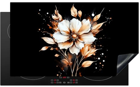 KitchenYeah© Protection Plaque Induction Protege Deco Cuisine Cache Protège | 91x52 cm - De Cuisson Accessoires Fleur - Peinture - D'or - Graffiti - Modern